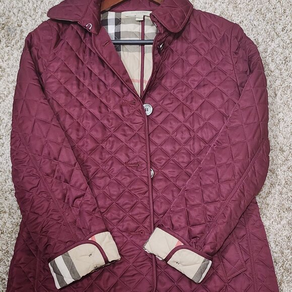 BURBERRY BRIT Quilted Red Buttoned Jacket – Size S - Picture 1 of 5